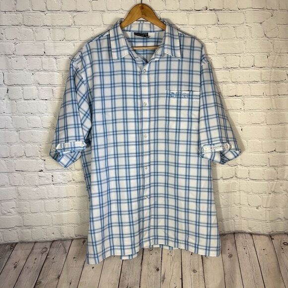 Vintage Southpole Authentic Collection Blue White Button Down size XL Baggy - Picture 1 of 7